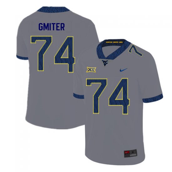 Men's West Virginia Mountaineers NCAA #74 James Gmiter Gray Authentic Nike 2019 Stitched College Football Jersey UB15J17GN